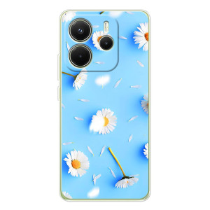 Чехол с Цветами для Xiaomi Redmi Note 14 4G (Global version) – ромашки на голубом