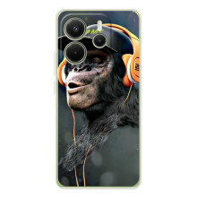 Чехол с Обезьянами Xiaomi Redmi Note 14 4G (Global version) - (AlphaPrint) (В наушниках)