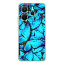 Чохол з принтом для Шіаомі Редмі Ноут 14 4G (Глобальна версія) - (Прикольні) (AlphaPrint) (Сині метелики)