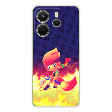 Чехол (ТПУ) с героями Бравл Старс на Xiaomi Redmi Note 14 4G (Global version) (Пенни в огне)