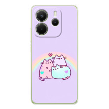 Чехол с милыми котиками на XiaoMi Redmi Note 14 4Г (Мировая версия) – Котики с радугой
