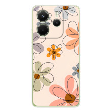 Чехол с цветочным принтом на Xiaomi Redmi Note 14 4G (Глобальная версия) (Разноцветные цветы)