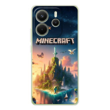 Чехол с картинками Майнкрафт для XiaoMi Redmi Note 14 4Г (Мировая версия) – Лого Майнкрафт
