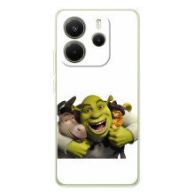 Печатный чехол с принтом Шрек для Xiaomi Redmi Note 14 4G (Global version) – Шрек осел и кот