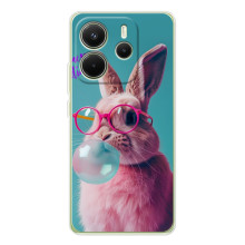 Чохол з принтом стильні тварини для Шіаомі Редмі Ноут 14 4G (Глобальна версія) (Кролик в окулярах)