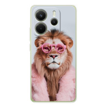 Чохол з принтом стильні тварини для Шіаомі Редмі Ноут 14 4G (Глобальна версія) (Лев в окулярах)