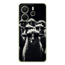 Чохол з принтом стильні тварини для Шіаомі Редмі Ноут 14 4G (Глобальна версія) (Овечка в окулярах)