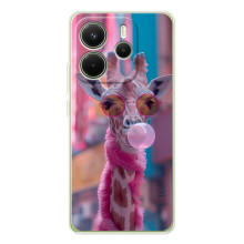 Чохол з принтом стильні тварини для Шіаомі Редмі Ноут 14 4G (Глобальна версія) (Стильна жирафа)
