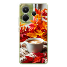 Чехол с уникальным дизайном «Осень с кофе» для Xiaomi Redmi Note 14 4G (Global)