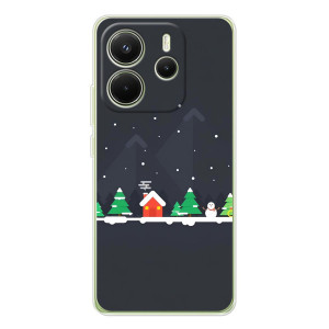 Силиконовый бампер на рождество для Xiaomi Redmi Note 14 4G (Global version) (Город зимний)
