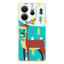 Силиконовый бампер с картинкой животных для Xiaomi Redmi Note 14 4G (Global version) (Олень с шарфом)