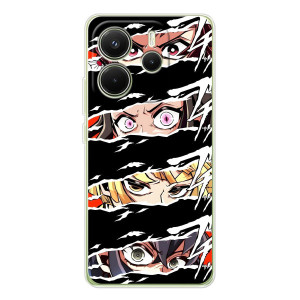 Силіконові чохлі з очіма Anime для xaomi Redmi Note 14 4G (Глóб熬 версія) – Очі на чорному