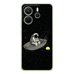 Силиконовый Чехол с принтом "Космонавты" на Xiaomi Redmi Note 14 4G (Global version) – Космонавт на рыбалке