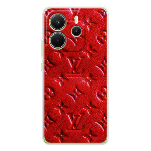 Текстурный Чехол Louis Vuitton для Шiaomi Редми Нот 14 4G  (Глобальная версия) – Красный ЛВ