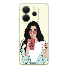Силиконовый Чехол на Xiaomi Redmi Note 14 4G (Global version) с картинкой Стильных Девушек (С напитком)