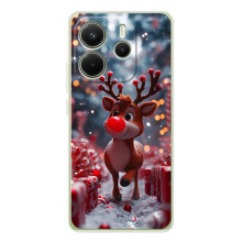 Яркий чехол для Xiaomi Redmi Note 14 4G (Global) с Зимними Оленятами – Олень среди подарков