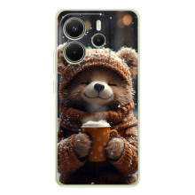 Печатный чехол «Зверята с кофе» для Xiaomi Redmi Note 14 4G (Global) – Мишка с кофе