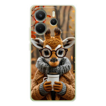 Печатный чехол «Зверята с кофе» для Xiaomi Redmi Note 14 4G (Global) – Жираф с кофе