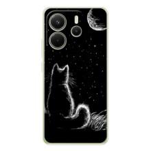 Чохол з принтом для Xiaomi Redmi Note 14 4G (AlphaPrint) Модні коти (Котик і місяць)