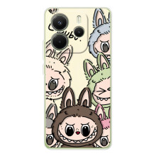 Чехол с Лабубу на Xiaomi Redmi Note 14 4G (Коллаж Лабубу)