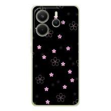 Чохол з розовим принтом для Xiaomi Redmi Note 14 4G (Рожеві квіти на чорному)