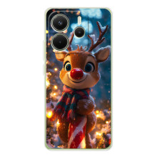 Яркий чехол для Xiaomi Redmi Note 14 4G (EU) с Зимними Оленятами (Олень в шарфе)
