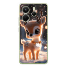 Яркий чехол для Xiaomi Redmi Note 14 4G (EU) с Зимними Оленятами (Оленёнок)