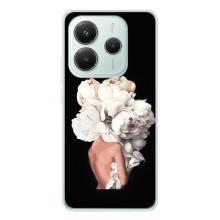Чехлы (ART) Цветы на Xiaomi Redmi Note 14 5G (VPrint) (Белые цветы)
