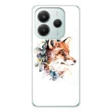 Чехлы с картинкой Лисички для Xiaomi Redmi Note 14 5G (VPrint) (Лисичка в цветочках)