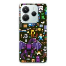 Чехол Майнкрафт на Xiaomi Redmi Note 14 5G (AlphaPrint) Minecraft (Коллаж Майнкрафт)