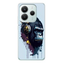 Чехол с Обезьянами Xiaomi Redmi Note 14 5G - (AlphaPrint) (Горилла в наушниках)