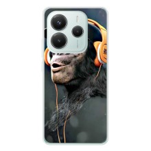 Чехол с Обезьянами Xiaomi Redmi Note 14 5G - (AlphaPrint) (В наушниках)