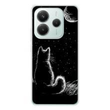 Чехол с принтом для Xiaomi Redmi Note 14 5G (AlphaPrint) Модные коты (Котик и луна)