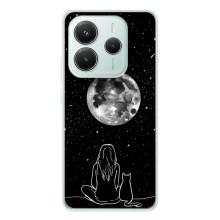 Чехол с рисунком кот на Xiaomi Redmi Note 14 5G (Девушка с котом)