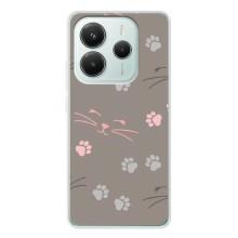 Чехол с рисунком кот на Xiaomi Redmi Note 14 5G (Лапы и усы)