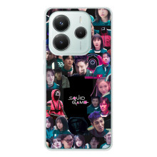 Чехол Гра в кальмара для Xiaomi Redmi Note 14 5G – Коллаж игры кальмара