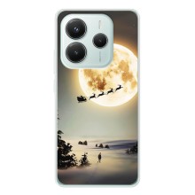 Новогодние, Праздничные Чехлы для Xiaomi Redmi Note 14 5G - 2024 год (Санта на луне)