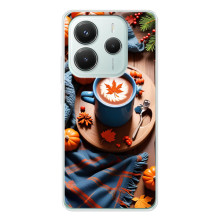 Чехол с уникальным дизайном «Осень с кофе» для Xiaomi Redmi Note 14 5G – Кофе и тыквы