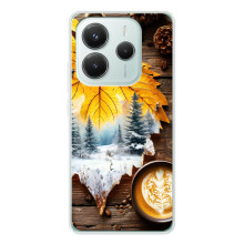 Чехол с уникальным дизайном «Осень с кофе» для Xiaomi Redmi Note 14 5G – Осенне-зимнее кофе