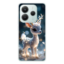 Яркий чехол для Xiaomi Redmi Note 14 5G с Зимними Оленятами – Блистающий оленёнок
