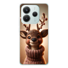 Яркий чехол для Xiaomi Redmi Note 14 5G с Зимними Оленятами – Олень в свитере