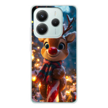 Яркий чехол для Xiaomi Redmi Note 14 5G с Зимними Оленятами – Олень в шарфе