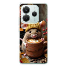 Печатный чехол «Зверята с кофе» для Xiaomi Redmi Note 14 5G – Медведь с кофе