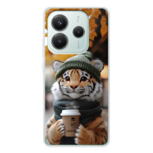 Печатный чехол «Зверята с кофе» для Xiaomi Redmi Note 14 5G – Тигр с кофе