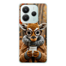 Печатный чехол «Зверята с кофе» для Xiaomi Redmi Note 14 5G – Жираф с кофе