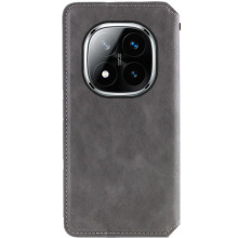 Шкіряний чохол-книжка GETMAN Cubic (PU) для Xiaomi Redmi Note 14 Pro 5G / 14 Pro+ – Сірий