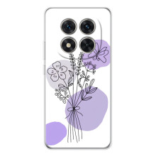 Силиконовый чехол с принтом в цветах на Xiaomi Redmi Note 14 Pro Plus – Фиолетовый букет