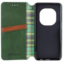 Кожаный чехол-книжка GETMAN Cubic (PU) для Xiaomi Redmi Note 14 Pro 4G – Зеленый