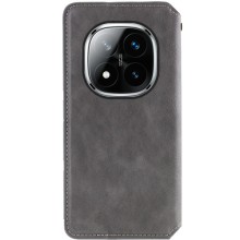 Шкіряний чохол-книжка GETMAN Cubic (PU) для Xiaomi Redmi Note 14 Pro 4G – Сірий