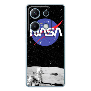 Силиконовый бампер с принтом "Наса" на Xiaomi Redmi Note 14S – Nasa на луне